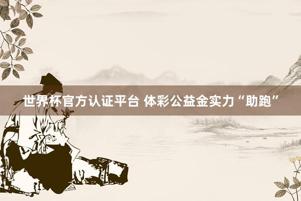 世界杯官方認(rèn)證平臺(tái) 體彩公益金實(shí)力“助跑”