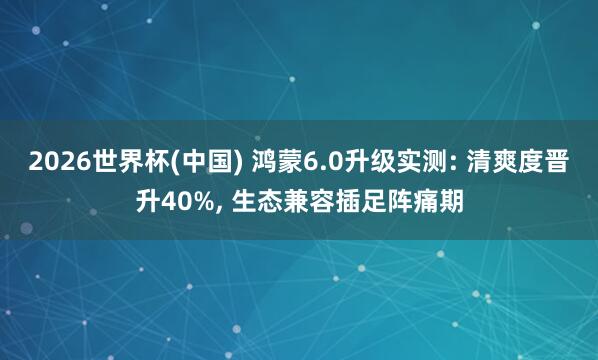 2026世界杯(中國) 鴻蒙6.0升級實測: 清爽度晉升40%， 生態兼容插足陣痛期