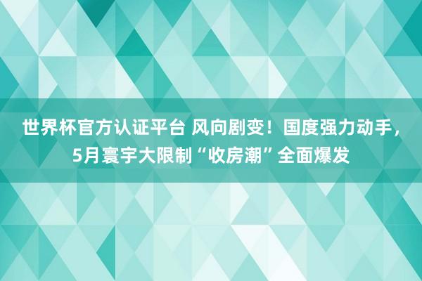 世界杯官方認證平臺 風向劇變！國度強力動手，5月寰宇大限制“收房潮”全面爆發