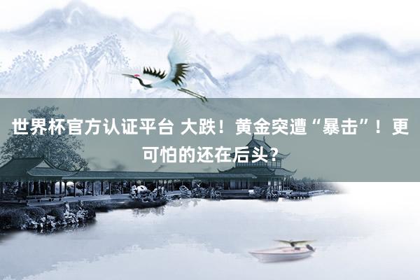 世界杯官方認(rèn)證平臺(tái) 大跌！黃金突遭“暴擊”！更可怕的還在后頭？