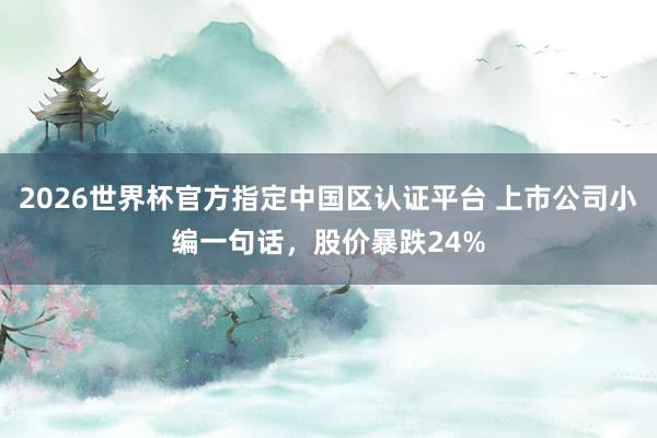 2026世界杯官方指定中國區(qū)認(rèn)證平臺(tái) 上市公司小編一句話，股價(jià)暴跌24%