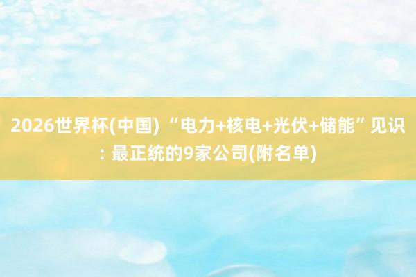 2026世界杯(中國) “電力+核電+光伏+儲能”見識: 最正統的9家公司(附名單)