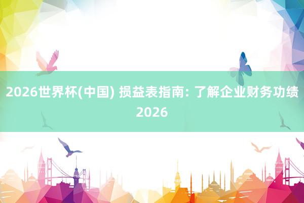 2026世界杯(中國) 損益表指南: 了解企業財務功績2026
