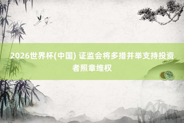 2026世界杯(中國) 證監(jiān)會將多措并舉支持投資者照章維權(quán)