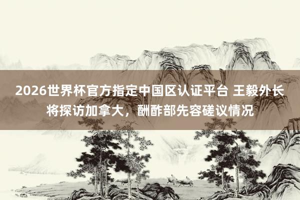 2026世界杯官方指定中國區(qū)認(rèn)證平臺(tái) 王毅外長將探訪加拿大，酬酢部先容磋議情況
