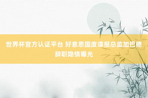 世界杯官方認證平臺 好意思國度諜報總監(jiān)加巴德辭職隱情曝光