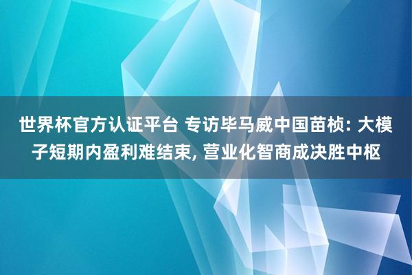 世界杯官方認證平臺 專訪畢馬威中國苗楨: 大模子短期內盈利難結束， 營業(yè)化智商成決勝中樞