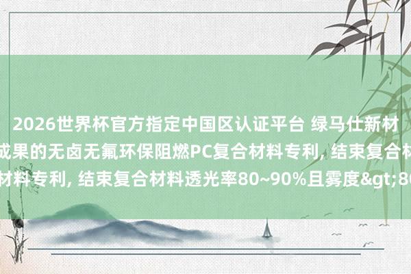 2026世界杯官方指定中國區認證平臺 綠馬仕新材料科技央求具有光擴散成果的無鹵無氟環保阻燃PC復合材料專利， 結束復合材料透光率80~90%且霧度>80%