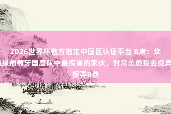 2026世界杯官方指定中國區認證平臺 B席：坎塞洛是葡萄牙國度隊中最搗蛋的家伙，時常慫恿我去捉弄B費