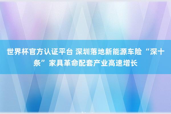 世界杯官方認(rèn)證平臺(tái) 深圳落地新能源車險(xiǎn) “深十條” 家具革命配套產(chǎn)業(yè)高速增長(zhǎng)