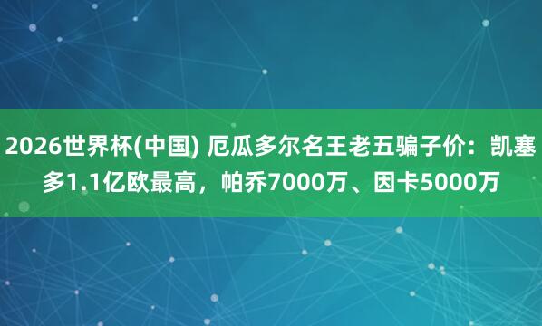 2026世界杯(中國(guó)) 厄瓜多爾名王老五騙子價(jià)：凱塞多1