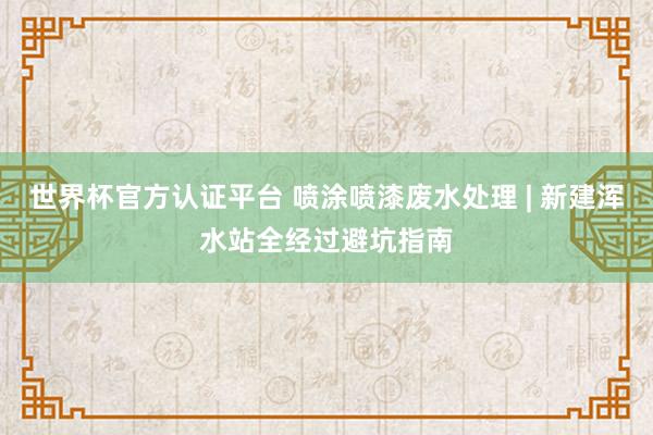 世界杯官方認(rèn)證平臺 噴涂噴漆廢水處理 | 新建渾水站全經(jīng)過避坑指南